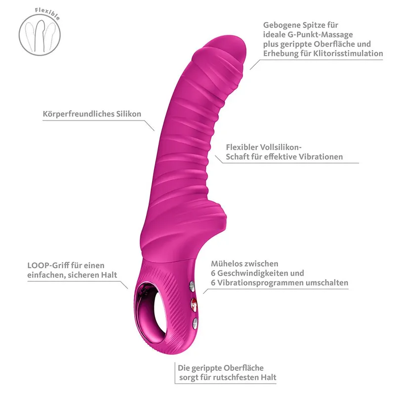 Вібратор для точки G Fun Factory TIGER Magenta, ребристий
