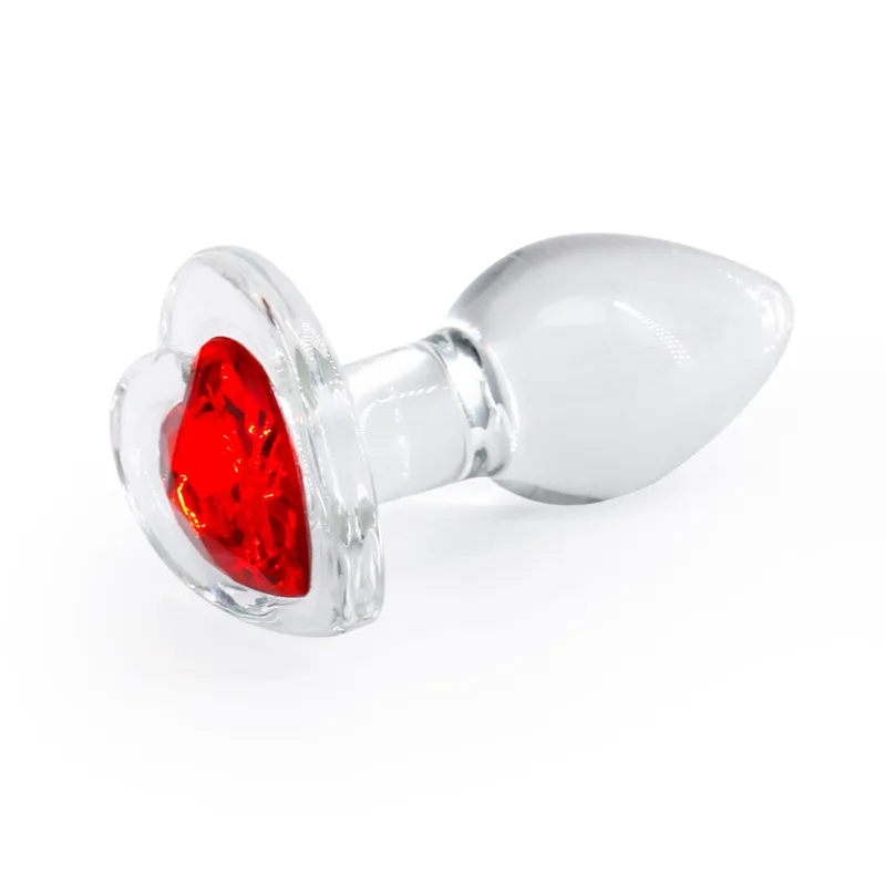 Скляна анальна пробка NS Novelties Crystal Desires Red Heart, розмір Small