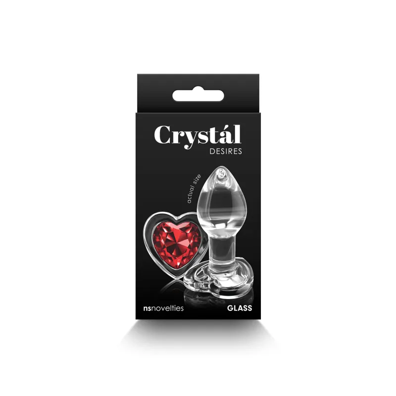 Скляна анальна пробка NS Novelties Crystal Desires Red Heart, розмір Small