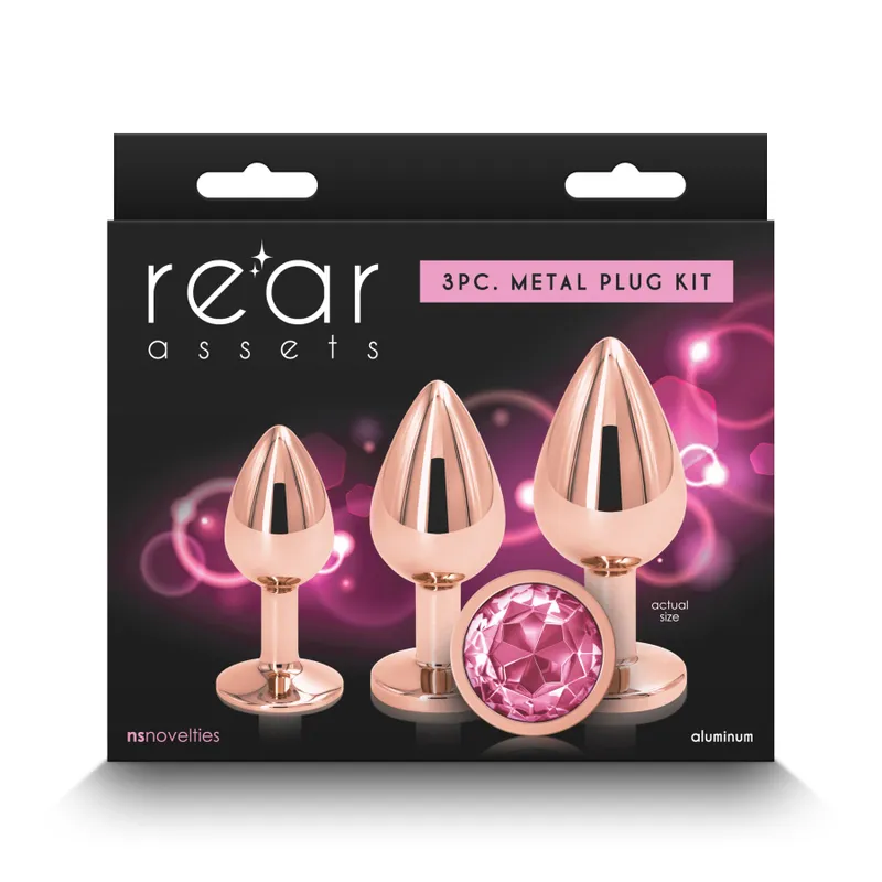Набір анальних пробок NS Novelties Rear Assets Trainer Kit Rose Gold Pink Gem