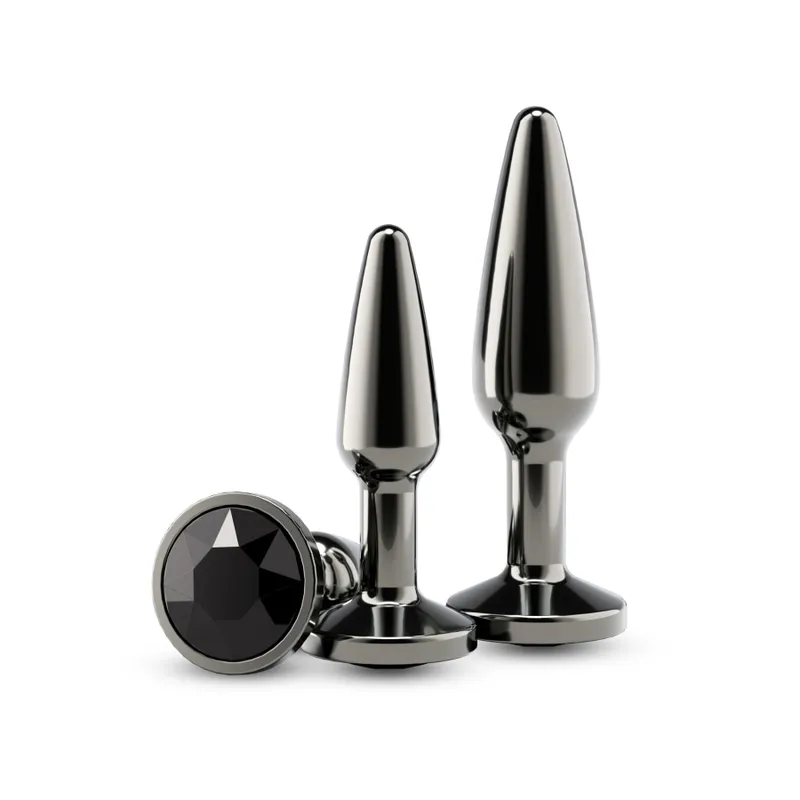 Набір анальних пробок NS Novelties Rear Assets Tapered Trainer Kit, чорний з металевим відтінком