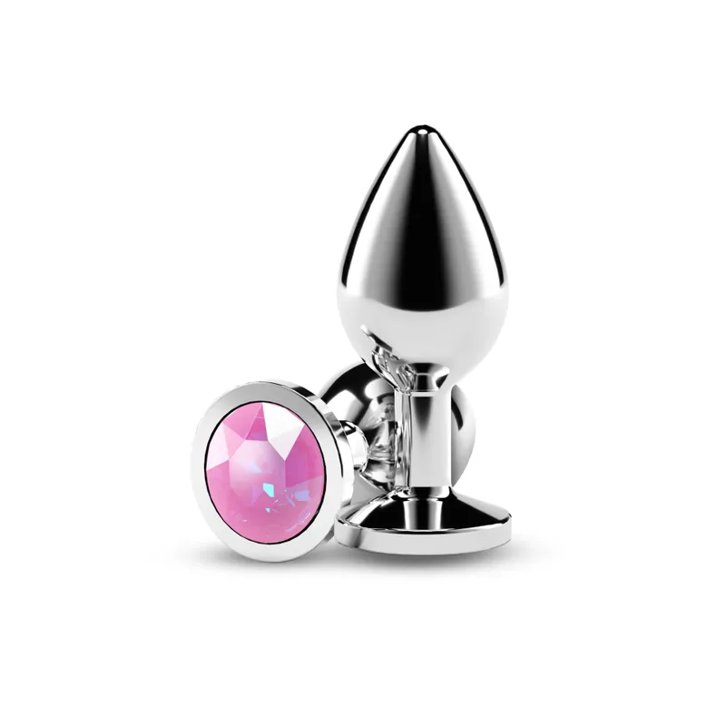 Анальна пробка NS Novelties Rear Assets Silver Medium Pink Gem