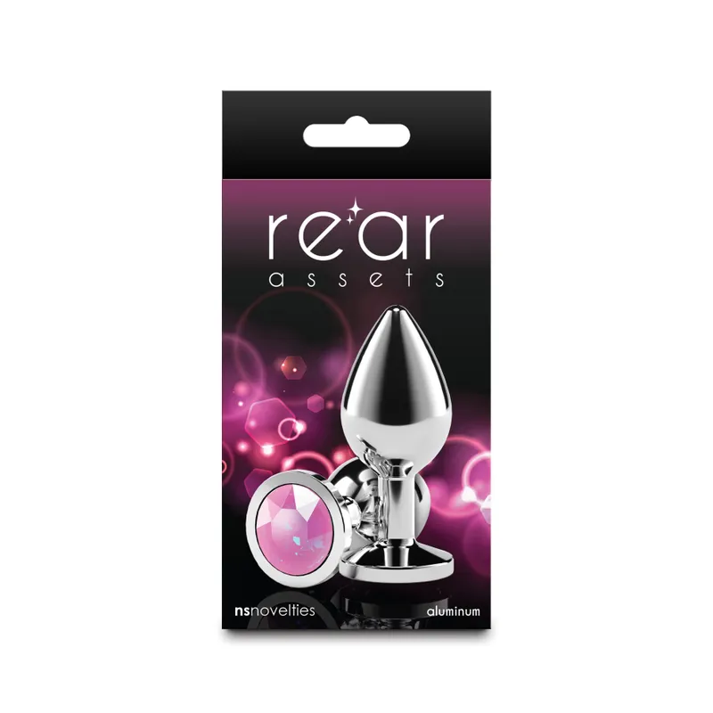 Анальна пробка NS Novelties Rear Assets Silver Medium Pink Gem