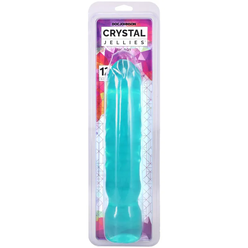 Фалоімітатор Doc Johnson Crystal Jellies 12 Inch Big Boy, бірюзовий