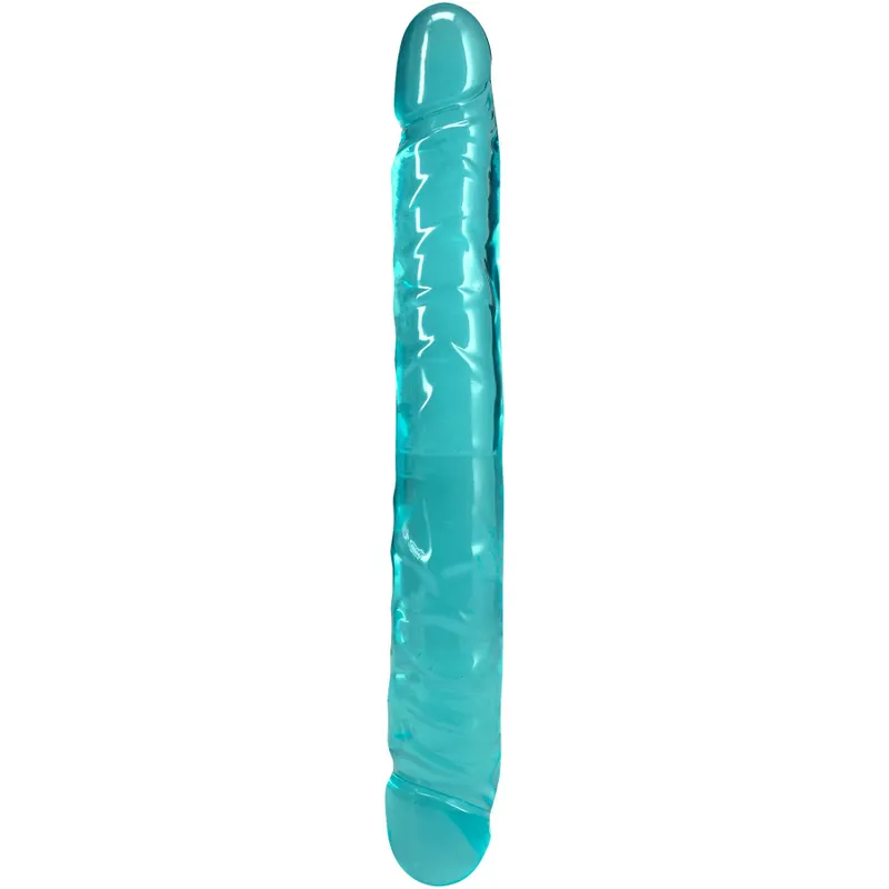 Двосторонній фалоімітатор Doc Johnson Crystal Jellies 12" Jr. Double Dong Teal