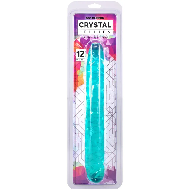 Двосторонній фалоімітатор Doc Johnson Crystal Jellies 12" Jr. Double Dong Teal