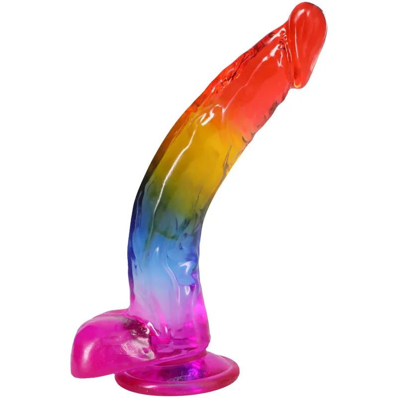 Фалоімітатор Doc Johnson Crystal Jellies 9.5 Inch Dildo Rainbow