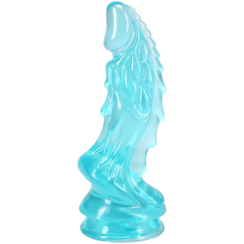 Фентезійний фалоімітатор Doc Johnson Crystal Jellies Invader Dong 8.5 Inch, бірюзовий