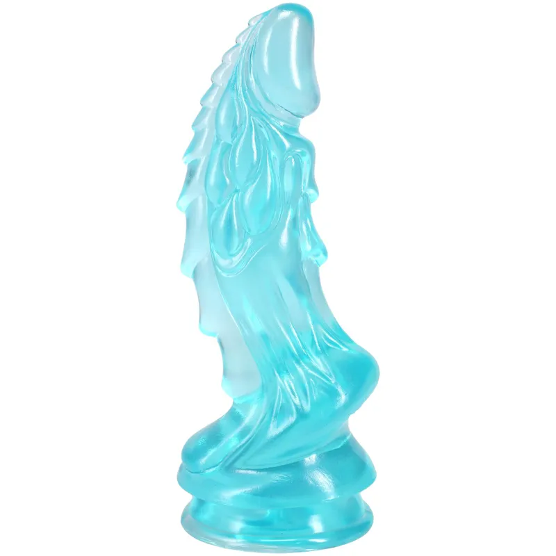Фентезійний фалоімітатор Doc Johnson Crystal Jellies Invader Dong 8.5 Inch, бірюзовий