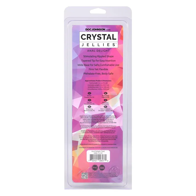 Дилдо Doc Johnson Crystal Jellies Anal Delight 5 Inch, бірюзове