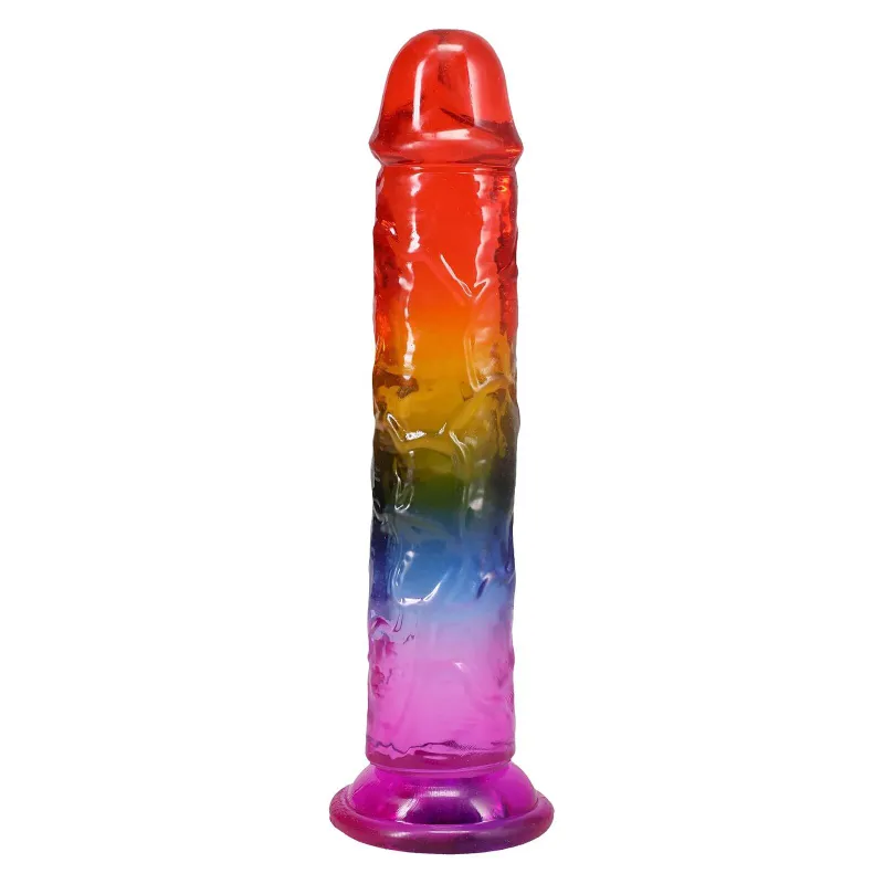Фалоімітатор Doc Johnson Crystal Jellies 8.5 Inch Classic Dong Rainbow