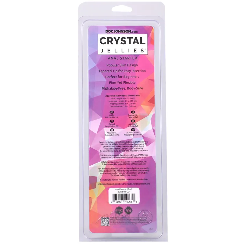 Анальний дилдо Doc Johnson Crystal Jellies Anal Starter 5.5 Inches, бірюзовий