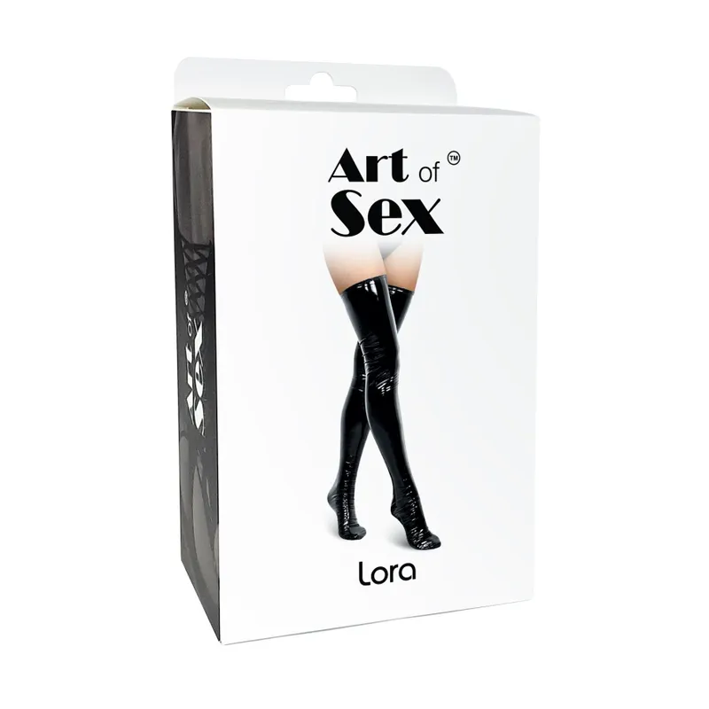 Панчохи вінілові Art of Sex - Lora, розмір S, з ефектом мокрого оксамиту