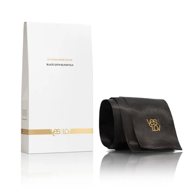 Сатинова пов'язка-стрічка на очі YESforLOV BLACK SATIN BLINDFOLD