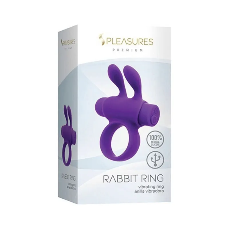 Ерекційне віброкільце S Pleasures Premium Rabbit Ring, зі знімною вібропулею та вушками