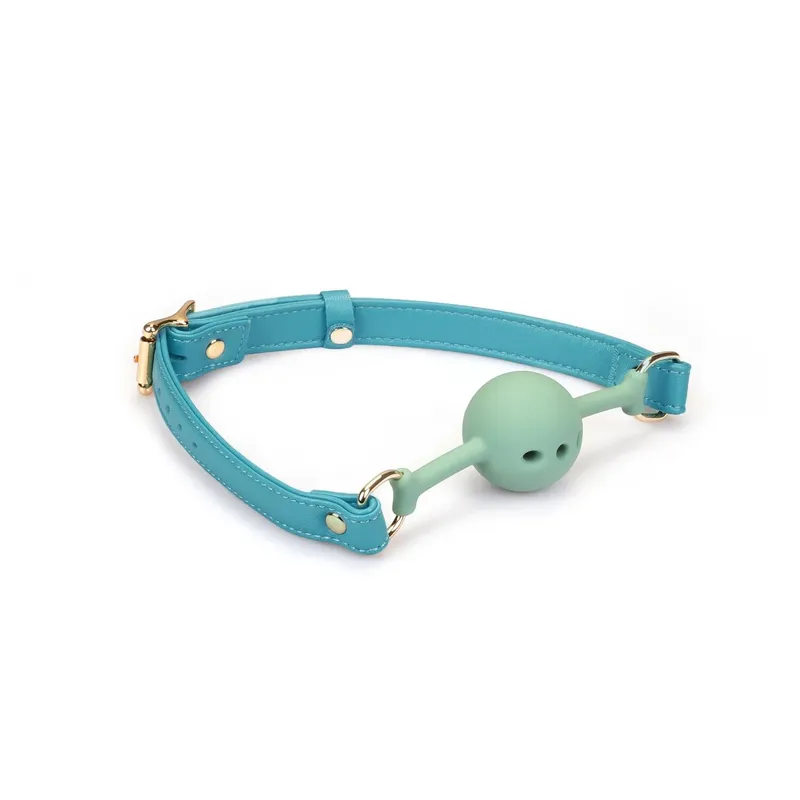 Кляп-куля Liebe Seele Blue Lamb Leather Ball Gag, шкіра з велюровою підкладкою