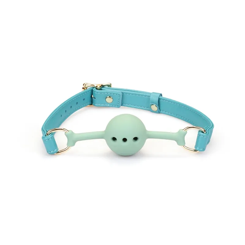 Кляп-куля Liebe Seele Blue Lamb Leather Ball Gag, шкіра з велюровою підкладкою