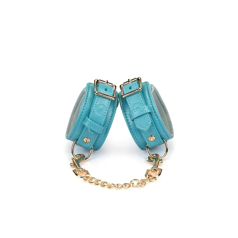 Наручники Liebe Seele Blue Lamb Leather Wrist Cuffs з підкладкою з велюру