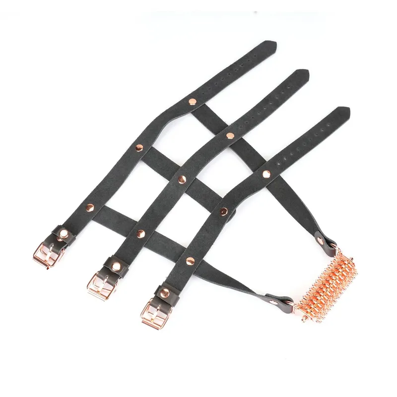 Шкіряна портупея для гомілкостопу зі шпорами Liebe Seele Leather High Heel Ankle Harness Rose Gold