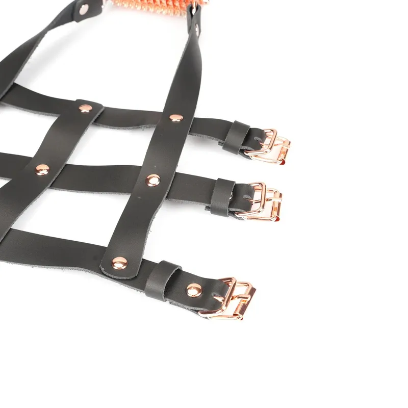 Шкіряна портупея для гомілкостопу зі шпорами Liebe Seele Leather High Heel Ankle Harness Rose Gold