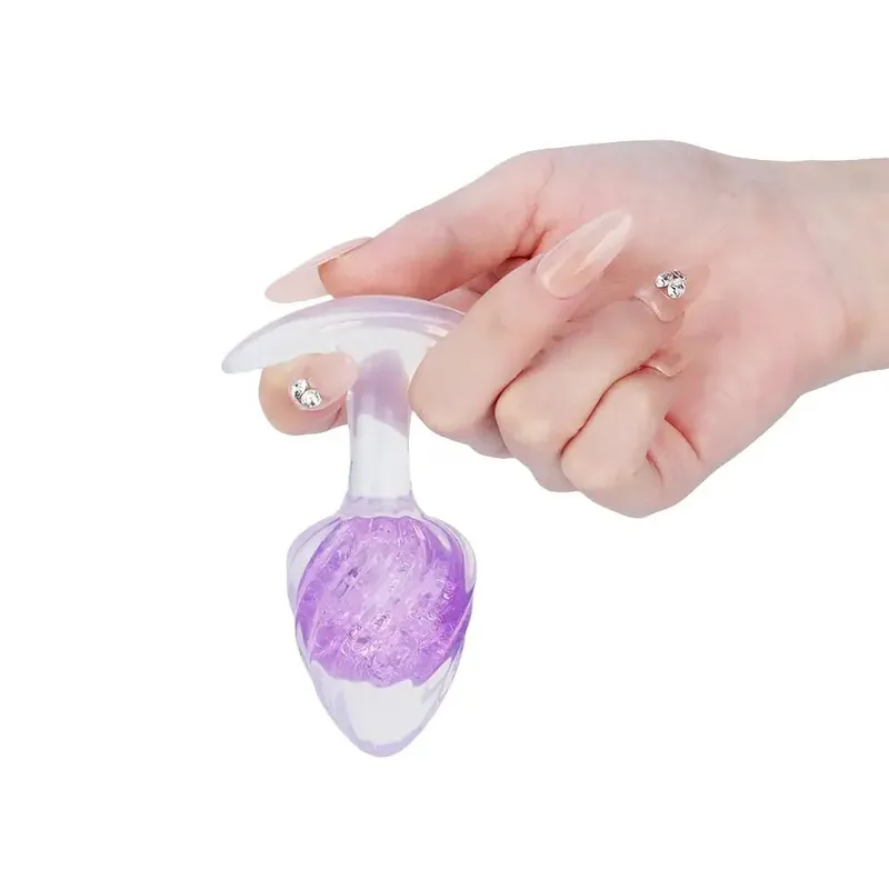Анальна пробка Liebe Seele Icecream-shaped Crystal Anal Plug, фіолетова, розмір Medium