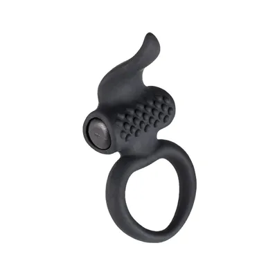 Ерекційне віброкільце Adrien Lastic Lingus Black з язичком