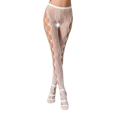 Еротичні колготки-бодістокінг Passion S008 white, розмір S/M/L