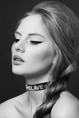 Чокер зі стразами Bijoux Pour Toi SLAVE, натуральна шкіра