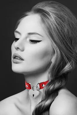 Чокер Bijoux Pour Toi HEART LOCK Red з замочком-сердечком, поліуретан