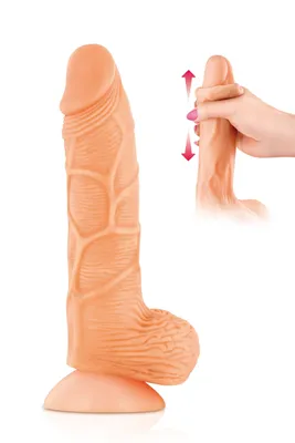 Фалоімітатор Real Body — Real Brad з рухомою крайньою плоттю, тілесний, 20 см