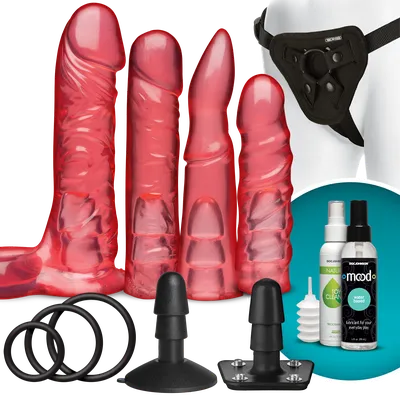 Набір для страпона Doc Johnson Vac-U-Lock Crystal Jellies Set, рожевий