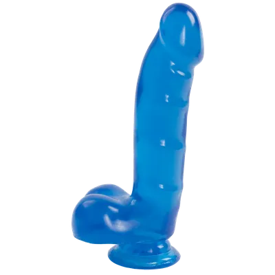 Фалоімітатор Doc Johnson Jelly Jewels Cock & Balls Blue, діаметр 3,6 см