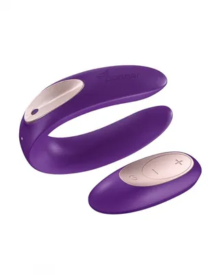 Вібратор для пар Satisfyer Double Plus Remote з пультом ДК, фіолетовий
