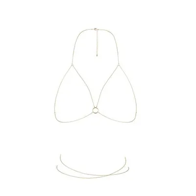 Прикраса-портупея Bijoux Indiscrets Magnifique Bra Chain Gold, ланцюжок на тіло