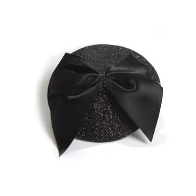 Пестіс Bijoux Indiscrets Burlesque pasties GLITTER and BOW, чорний