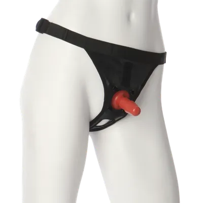 Трусики для страпону Doc Johnson Ultra Harness with Plug, Vac-U-Lock, унісекс, чорні