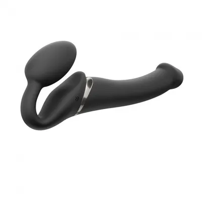 Безремінний страпон Strap-On-Me Vibrating Black M з пультом ДК