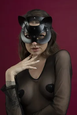 Маска кішечки Feral Feelings Catwoman Mask, натуральна шкіра, чорна
