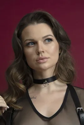 Чокер з кільцем для повідця Feral Feelings Choker, чорний, натуральна шкіра
