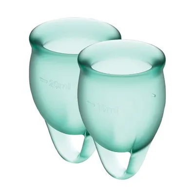 Набір менструальних чаш Satisfyer Feel Confident (dark green), 15 мл і 20 мл