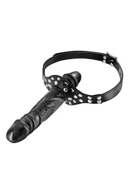 Кляп з подвійним фалоімітатором Fetish Tentation Double Penis Gag Black
