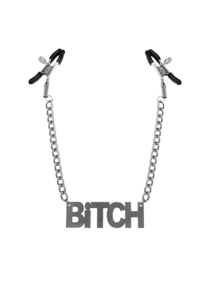 Затискачі для сосків Bitch, Feral Feelings, срібло/чорний