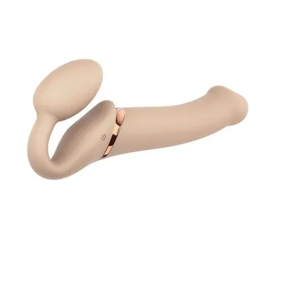 Безремінний страпон Strap-On-Me Vibrating Flesh L з пультом керування