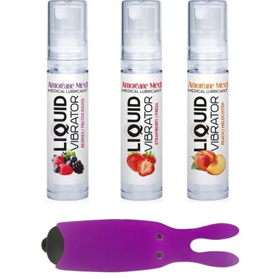 Набір Adrien Lastic Purple: віброкуля-кролик та лубрикант Amoreane Med (3х10 мл)