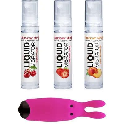 Набір Amoreane Med: лубрикант 3х10 мл та вібропуля Adrien Lastic Pink
