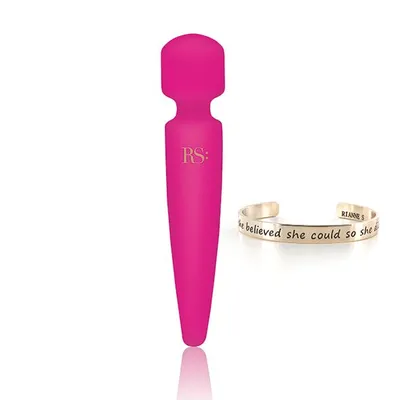Вібромасажер RIANNE S: Bella Mini Wand Rose, 10 режимів, силіконовий, з браслетом у комплекті