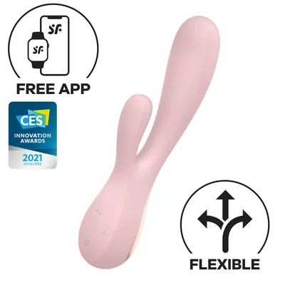 Вібратор-кролик Satisfyer Mono Flex Violet, 2 мотори, керування через смартфон