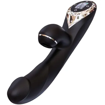 Вакуумний вібратор-кролик KISSTOY A-King Pro Black з підігрівом та LED-екраном
