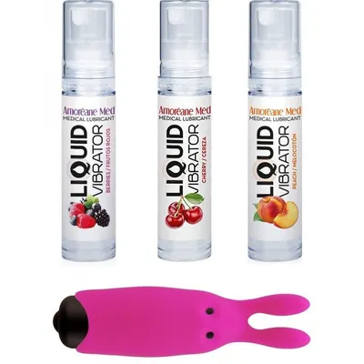 Набір Adrien Lastic Pink: віброкуля-кролик та лубрикант Amoreane Med (3х10 мл)