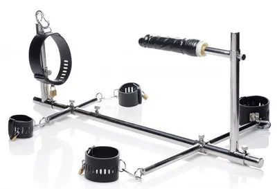 Фіксувальна конструкція з фалоімітатором Master Series Imprisoned Metal Stockade with Dildo